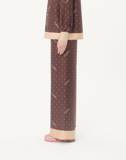 Valentino - Stelline Firma Starry Twill Trousers - Chocolate/beige - Woman - Trousers And Shorts